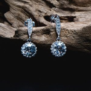 Bông Tai Vàng Trắng 18k Topaz