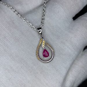 Dây Chuyền đá Ruby Vàng Trắng 14k (2)