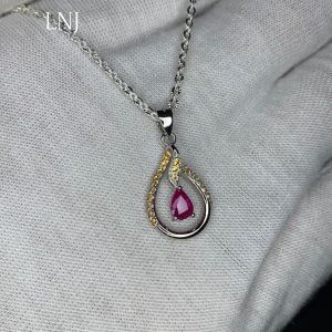 Dây Chuyền đá Ruby Vàng Trắng 14k (3)