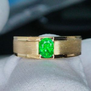 Nhẫn Nam Vàng 14k Đá Garnet Xanh (4)