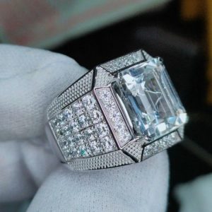 Nhẫn Nam Vàng Trắng 14k Đá Topaz (5)