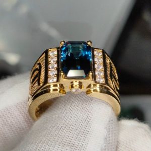 Nhẫn Nam Vàng 14k Aquamarine Blue (2)