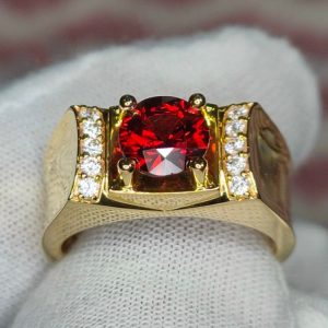 Nhẫn Nam Vàng 14k Garnet đỏ (2)