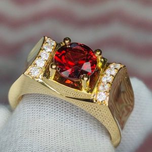 Nhẫn Nam Vàng 14k Garnet đỏ (3)