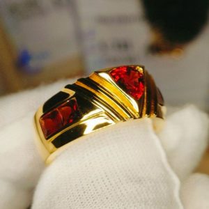 Nhẫn Nam Vàng 14k Garnet đỏ (3)