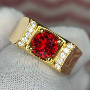 Nhẫn Nam Vàng 14k Garnet đỏ (4)