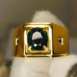 Nhẫn Nam Vàng 14k Sapphire Xanh