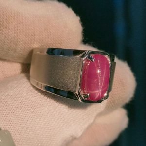 Nhẫn Nam Vàng Trắng 14k Ruby Sao (5)