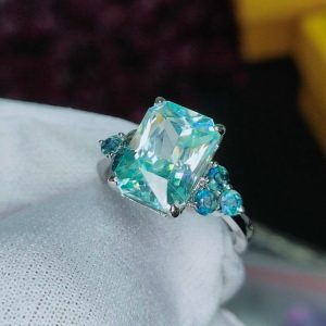 Nhẫn Nữ Vàng Trắng Zicon Xanh Blue 14k (3)