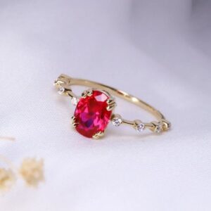 Nhẫnhẫn Nữ Vàng Gold 14k đá Ruby Ovan Thiên Nhiênn Nữ Vàng Gold 14k đá Ruby Ovan Thiên Nhiên