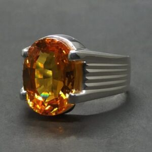 Nhẫn Nam Vàng Trắng 14k Đá Citrine Thiên Nhiên (3)