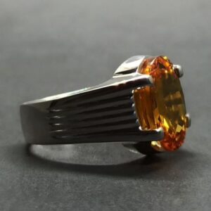 Nhẫn Nam Vàng Trắng 14k Đá Citrine Thiên Nhiên (4)