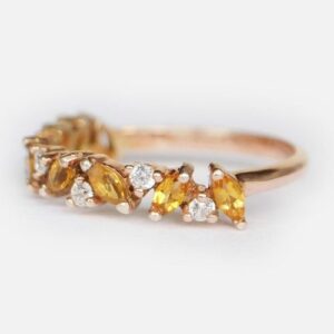 Nhẫn Nữ Vàng Gold 14k Đá Citrine Thiên Nhiên Đính Tấm Moissanite (2)