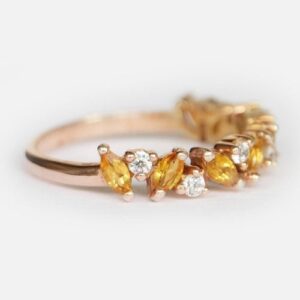 Nhẫn Nữ Vàng Gold 14k Đá Citrine Thiên Nhiên Đính Tấm Moissanite (3)