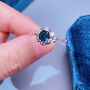 Nhẫn Nữ Vàng Trắng 14k Đá Topaz London Blue Thiên Nhiên (2)