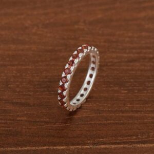Nhẫn Nữ Vàng Trắng 14k Đá Garnet Cam Thiên Nhiên (3)