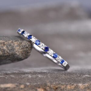 Nhẫn Nữ Vàng Trắng 14k Đá Sapphire Và Đá Zircon Thiên Nhiên (4)