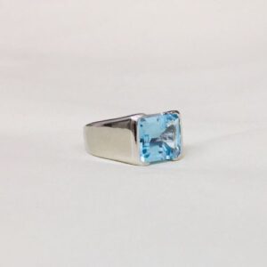 Nhẫn Nam Vàng Trắng 14k đá Topaz Thiên Nhiên (2)