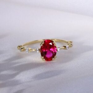Nhẫn Nữ Vàng Gold 14k đá Ruby Ovan Thiên Nhiên (2)