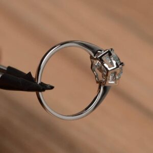 Nhẫn Nữ Vàng Trắng 14k đá Aquamarine Thiên Nhiên (2)