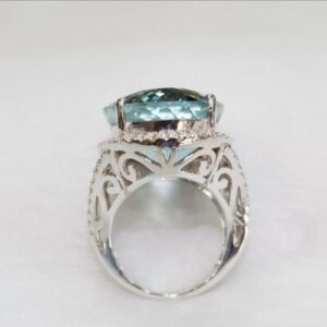 Nhẫn Nữ Vàng Trắng 14k đá Aquamarine Thiên Nhiên (4)