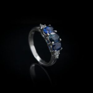 Nhẫn Nữ Vàng Trắng đá Sapphire Thiên Nhiên (2)