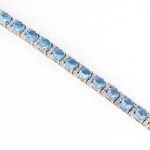 Vòng Tay Vàng Trắng 14k đá Aquamarine Thiên Nhiên (3)