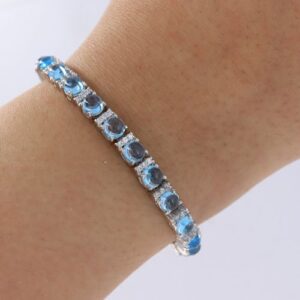 Vòng Tay Vàng Trắng 14k đá Aquamarine Thiên Nhiên (5)