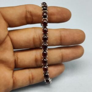 Vòng Tay Vàng Trắng 14k đá Garnet Thiên Nhiên (3)
