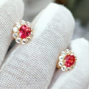 Hoa Tai Nhẫn Nữ Đá Spinel Vàng Gold 14k Thiên Nhiên (5)