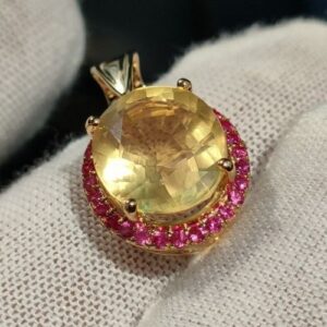 Mặt Dây Chuyền Đá Opal Đính Tấm Ruby Vàng Gold 14k Thiên Nhiên (3)