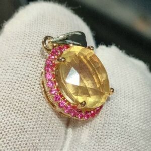 Mặt Dây Chuyền Đá Opal Đính Tấm Ruby Vàng Gold 14k Thiên Nhiên (4)