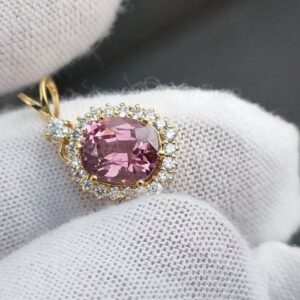 Mặt Dây Chuyền Vàng Gold 14k Đá Spinel Hồng Thiên Nhiên (4)