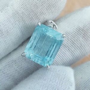 Mặt Dây Chuyền Vàng Trắng 10k đá Aquamarine Thiên Nhiên (3)
