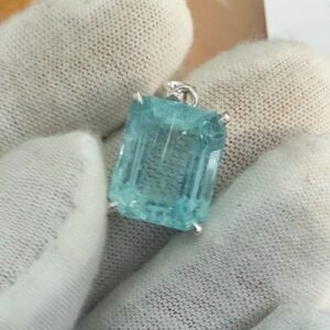 Mặt Dây Chuyền Vàng Trắng 10k đá Aquamarine Thiên Nhiên (5)