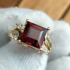 Nhẫn Nam Vàng Gold 18k Đá Garnet Thiên Nhiên (2)