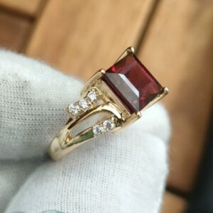 Nhẫn Nam Vàng Gold 18k Đá Garnet Thiên Nhiên (3)