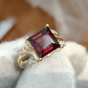 Nhẫn Nam Vàng Gold 18k Đá Garnet Thiên Nhiên (4)