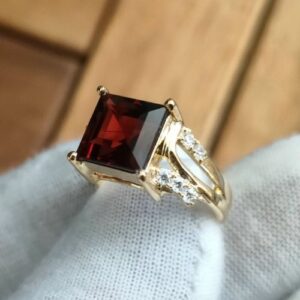 Nhẫn Nam Vàng Gold 18k Đá Garnet Thiên Nhiên (5)