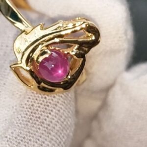 Nhẫn Nữ Vàng Gold Đá Sapphire Hồng Sao Thiên Nhiên (5)