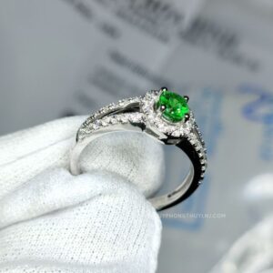 Nhẫn Nữ đá Xanh Vàng Trắng (11)