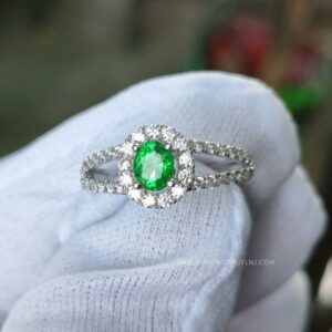 Nhẫn Nữ đá Xanh Vàng Trắng (12)