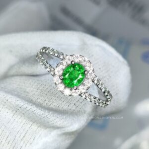 Nhẫn Nữ đá Xanh Vàng Trắng (13)