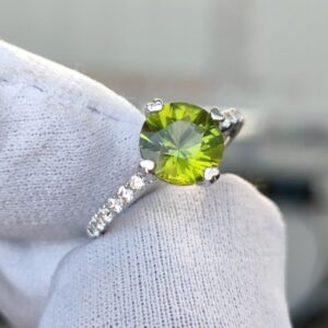 Nhẫn Nữ đá Xanh Vàng Trắng 14k (2)