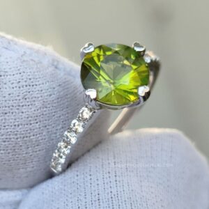 Nhẫn Nữ đá Xanh Vàng Trắng 14k (4)