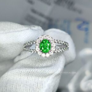 Nhẫn Nữ đá Xanh Vàng Trắng (9)