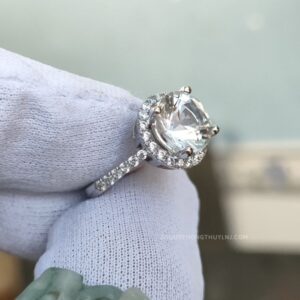 Nhẫn Nữ Vàng Trắng đá Trắng (1)
