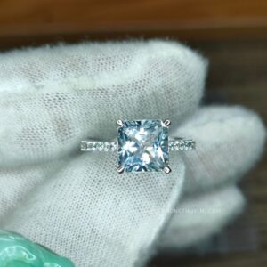 Nhẫn Nữ Vàng Trắng đá Xanh (6)